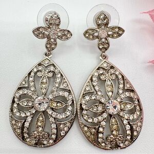 Carolee Bridal Rhinestone Drop Earrings Wedding Pave Regency Princesscore Blingy